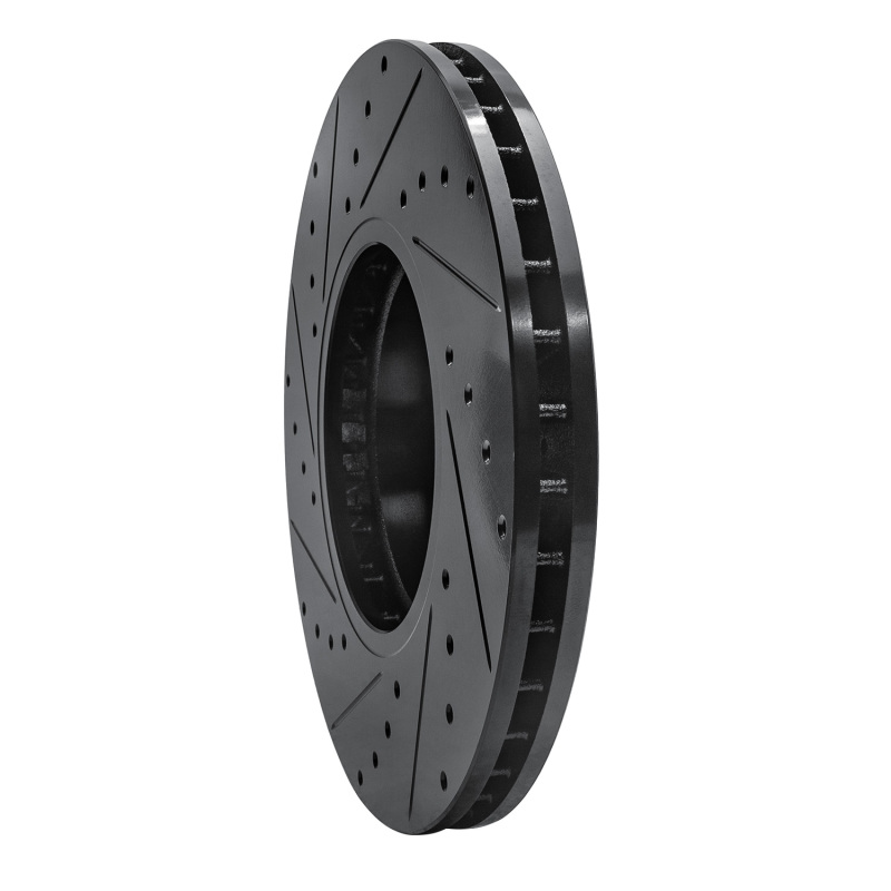 BMW X5 Brake Rotor (1) - Front Right - R1 Concepts - Drilled & Slotted - Black - `00-`06